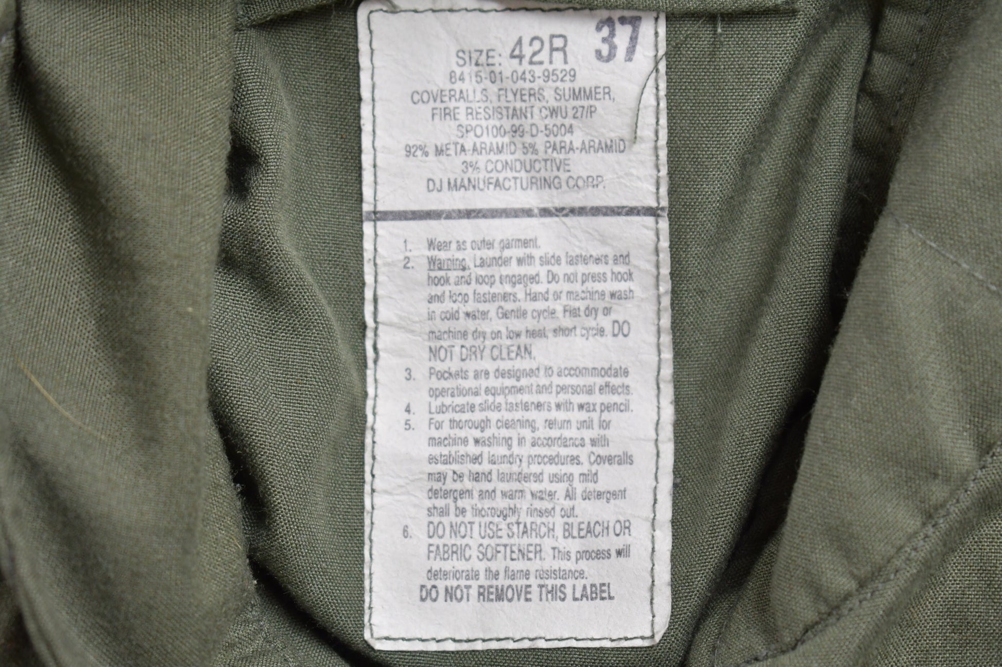 Vintage 1999 Military Flyers Coveralls Jumpsuit Size 42R