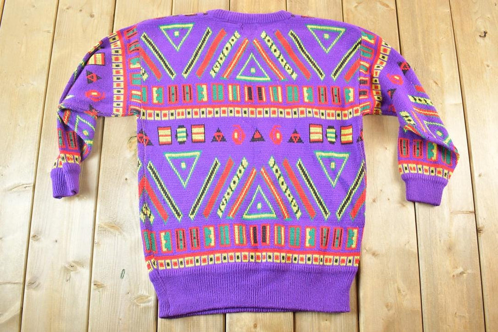 Vintage 1990s Snap By Knit Set Abstract Pattern Crewneck Sweater Mens L