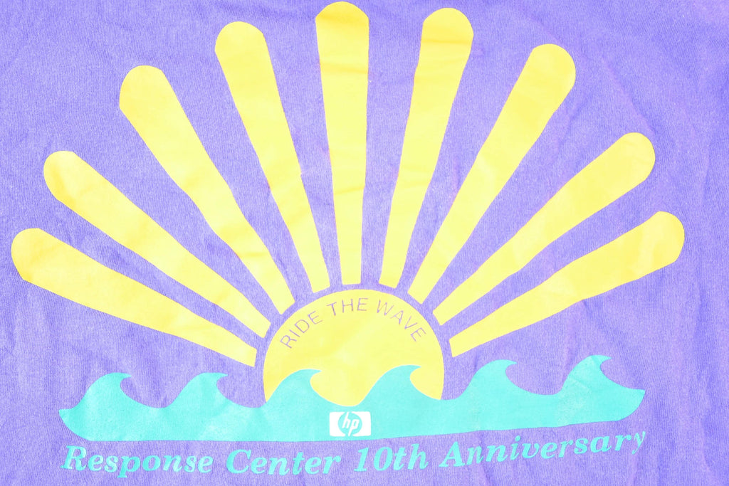 Vintage 1990s HP Ride The Wave Response Centre Souvenir Double Collar T-Shirt Mens XL
