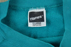 Vintage 1990s Teal Hanes Crewneck Sweatshirt Made In USA