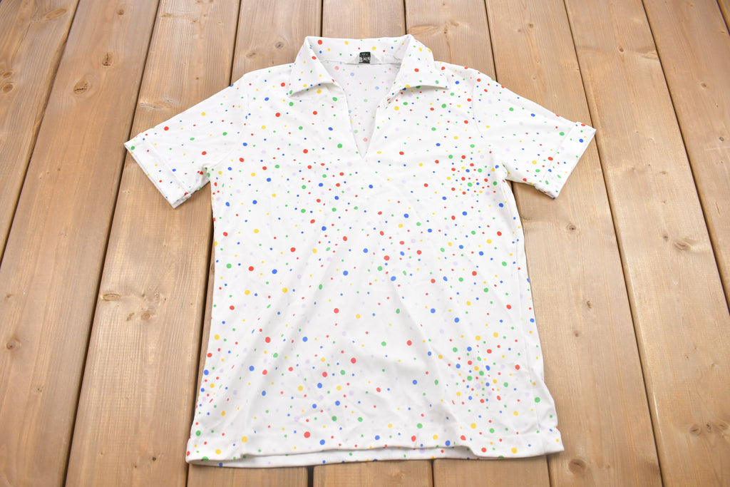 Vintage 1980s Society Polka Dot Collared Shirt /