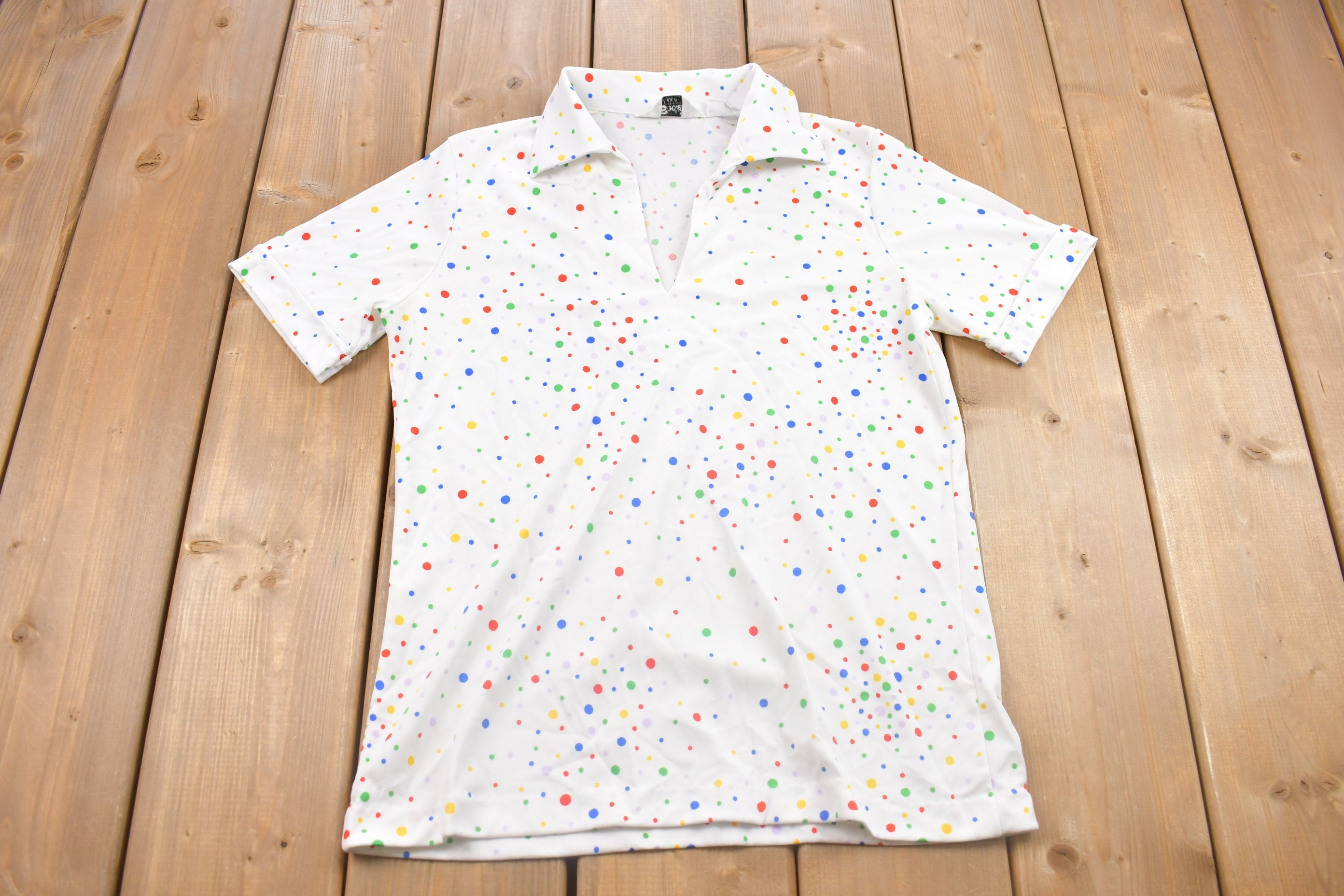 Vintage 1980s Society Polka Dot Collared Shirt /