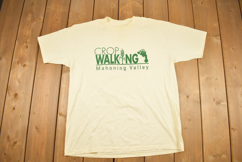 Vintage 1990s Crop Walking Graphic T Shirt / Vintage T Shirt / Streetwear / Graphic Tee / Made In USA