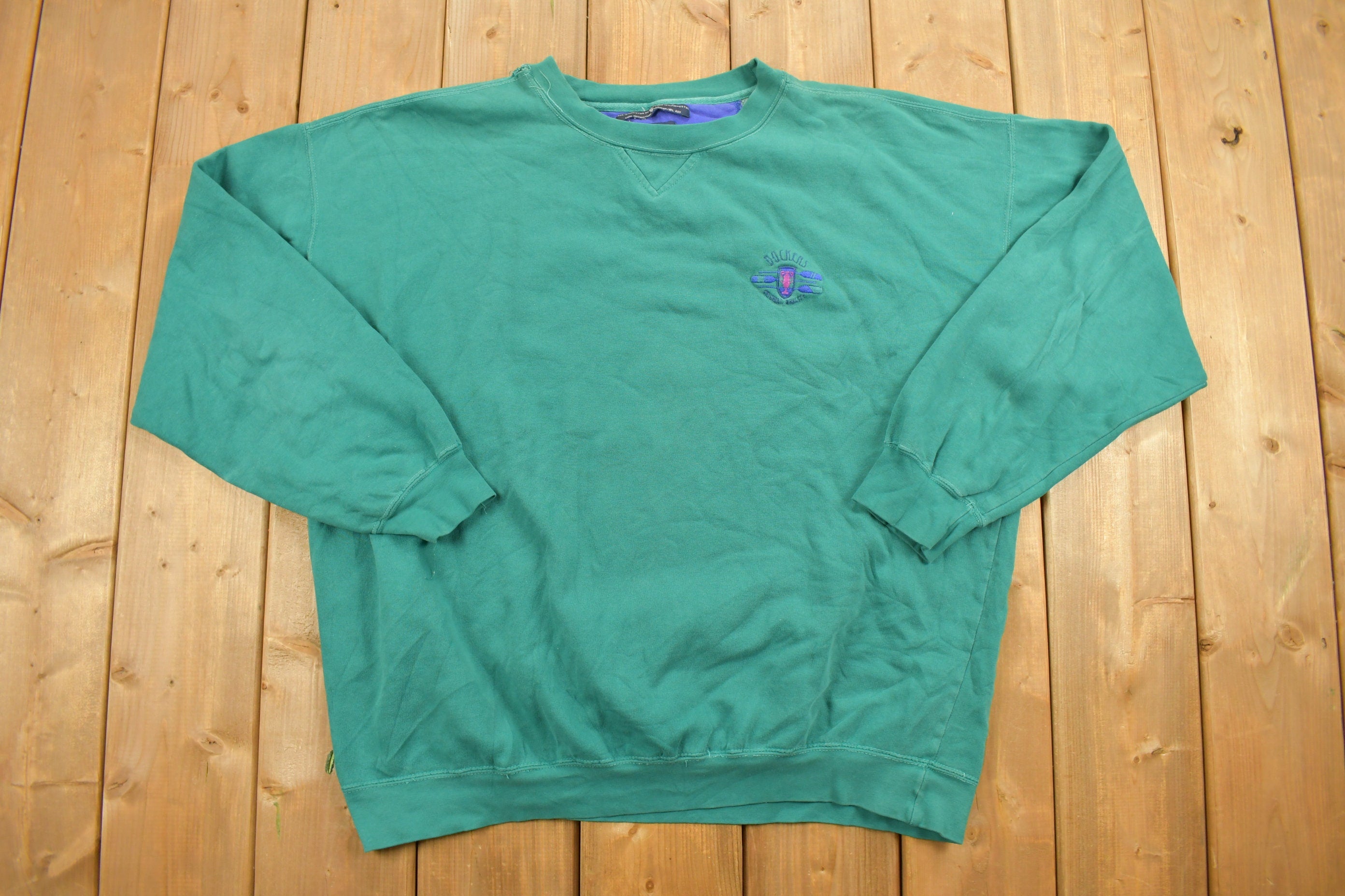 Vintage 1990s Green Dockers Levis Blank Crewneck Sweatshirt