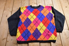 Vintage 1990s Limited Argyle Wool Knit Sweater