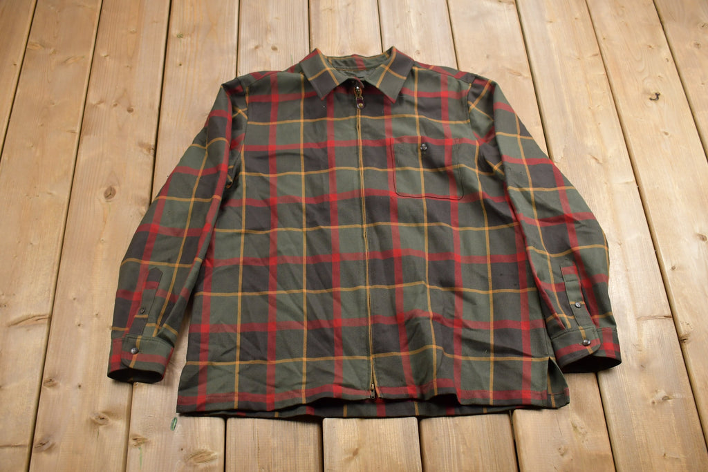 Vintage 1990s Pendleton Plaid Zip Up Rider Shirt
