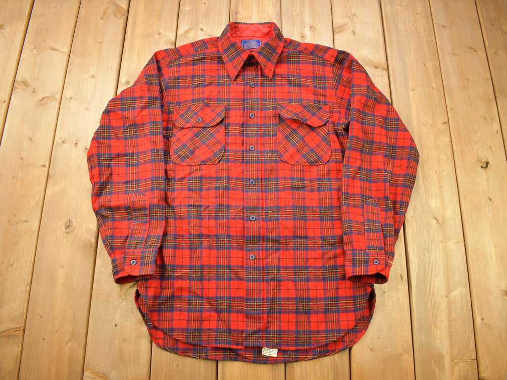 Vintage Country Traditionals By Pendleton Red Leslie Tartan Plaid Button Up Shirt