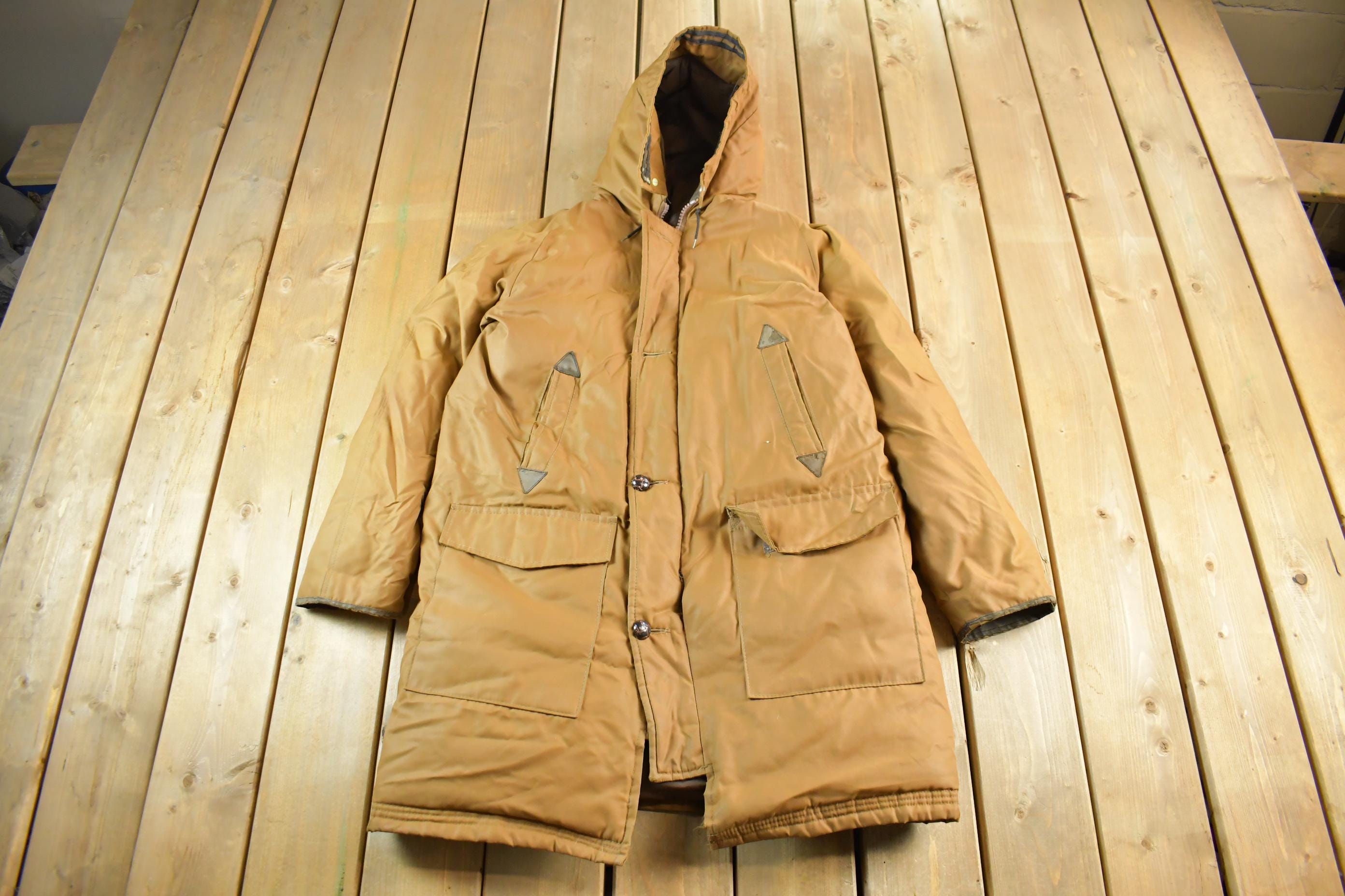 Vintage 1980s Down Full Zip Parka Puffer Jacket Men's L