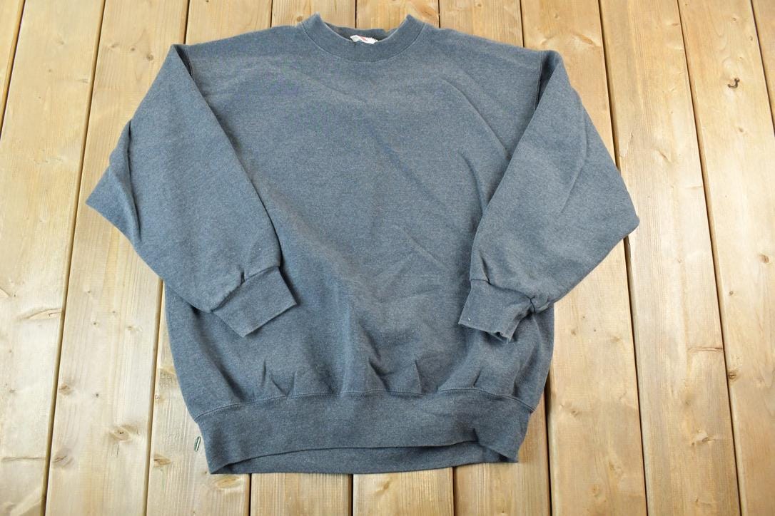 Vintage 1990s Members Mark Blank Dark Gray Crewneck Sweatshirt