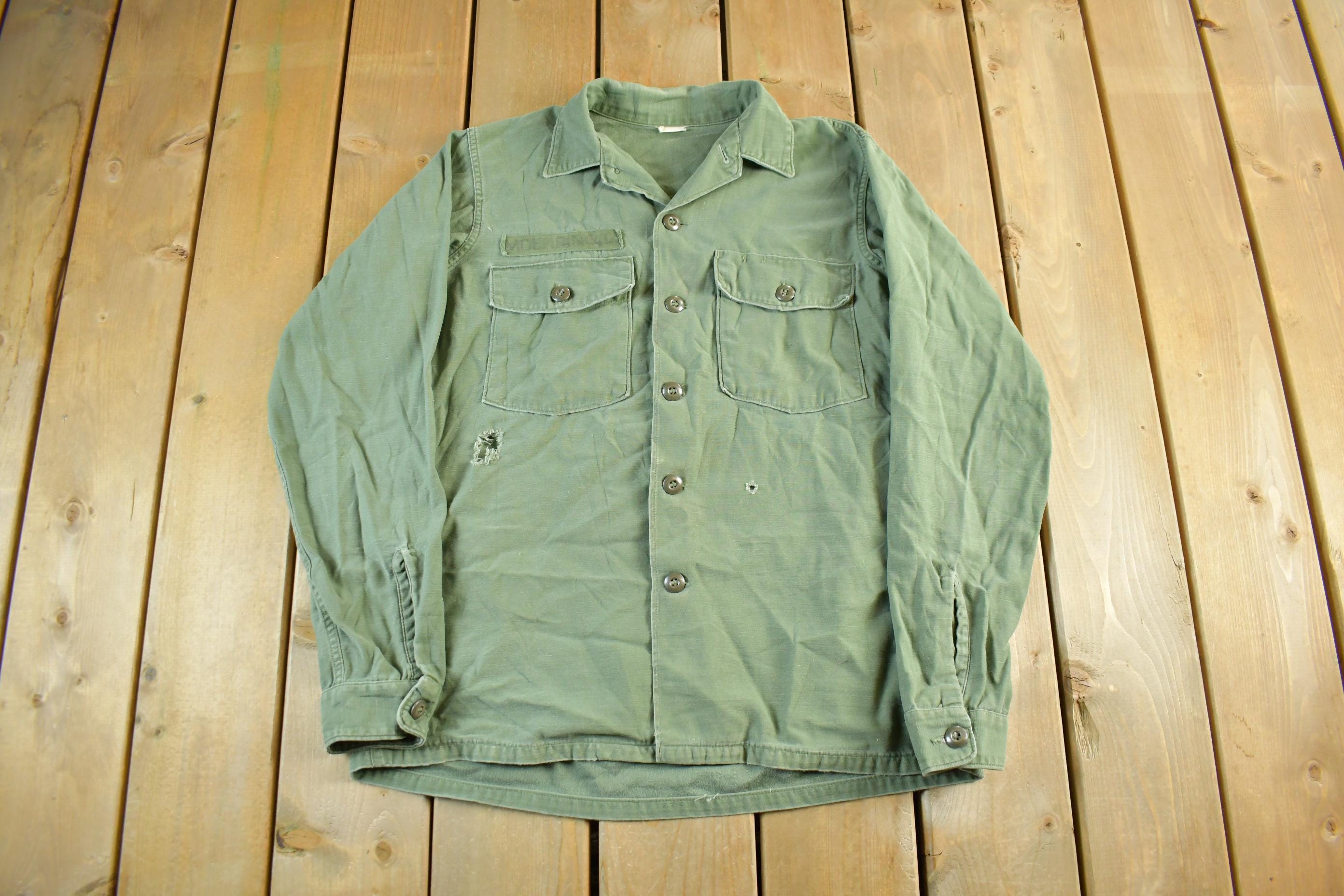 Vintage 1960s OG-107 Military Sateen Shirt Men's M-L