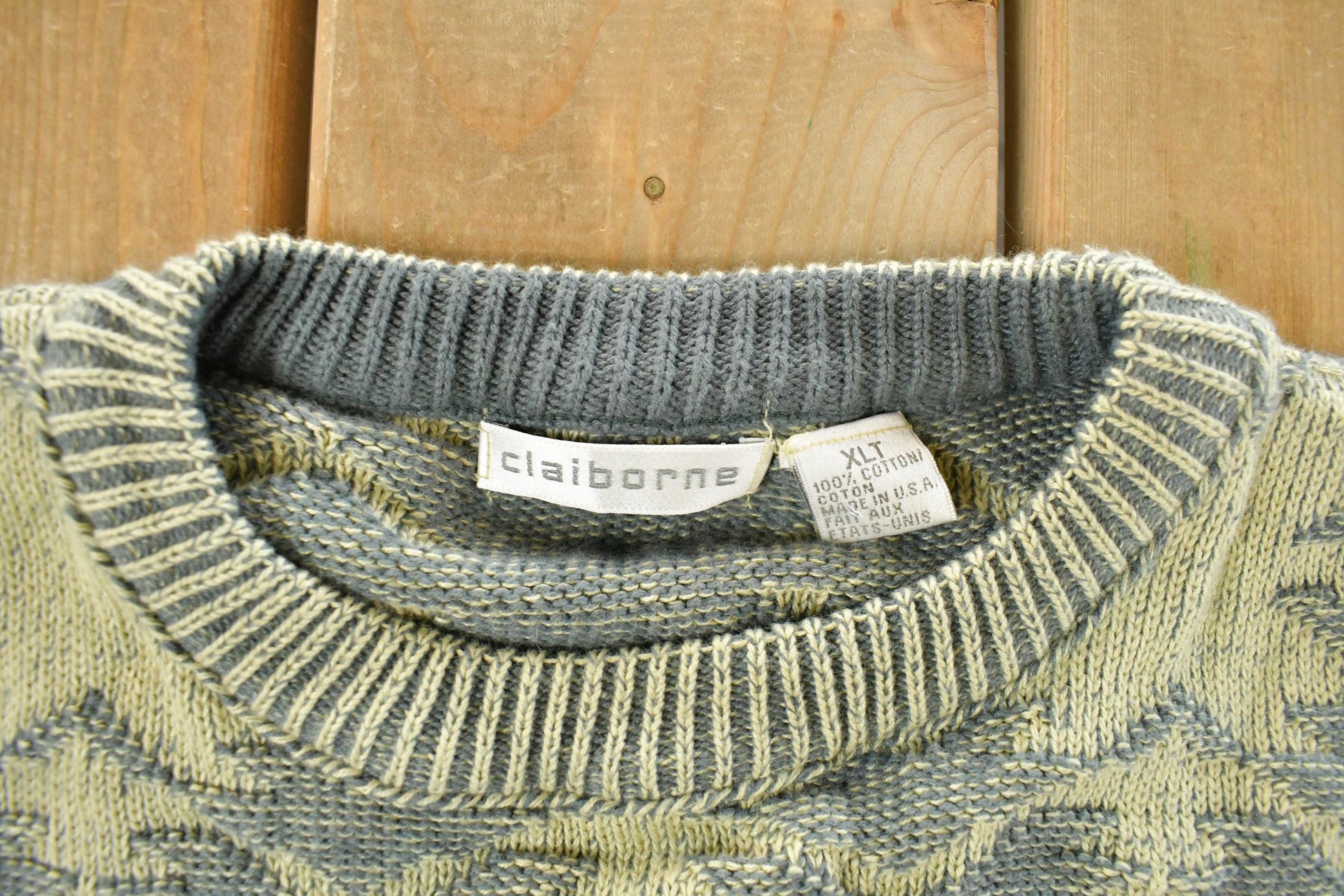 Vintage 1990s Claiborne Aztec Navajo Knit Crewneck Sweater Men's XL