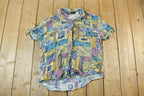 Vintage 1990s AM Sport Abstract Button Up Shirt