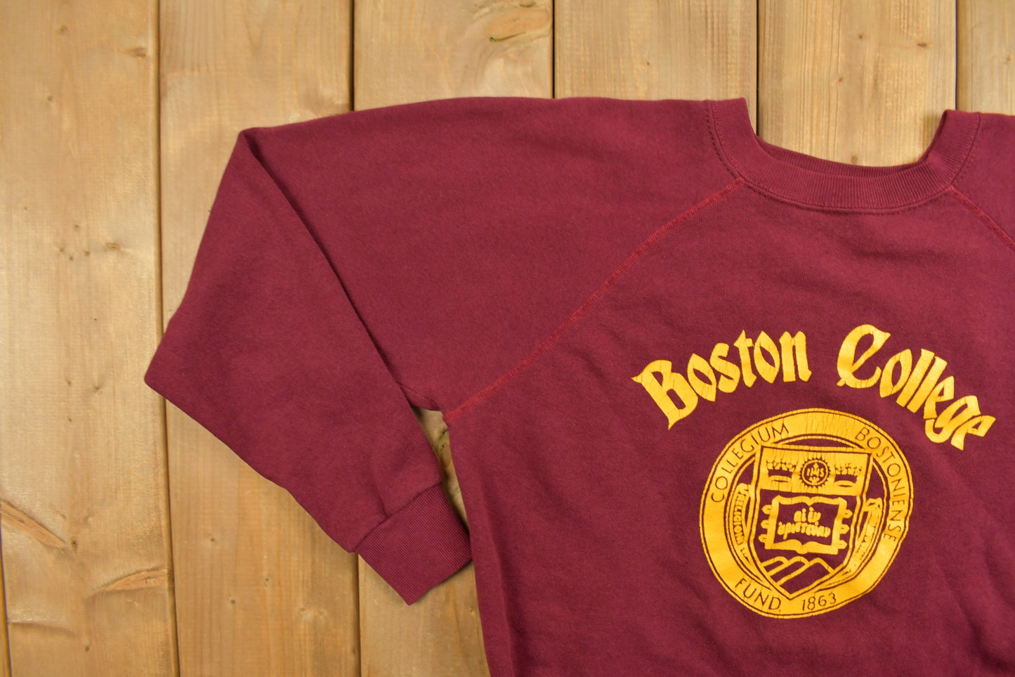 Vintage 1960's Boston College Collegiate Crewneck / Raglan Sweater / Sportswear / Athleisure / Fitness / Active / Boston / Vintage Crewneck