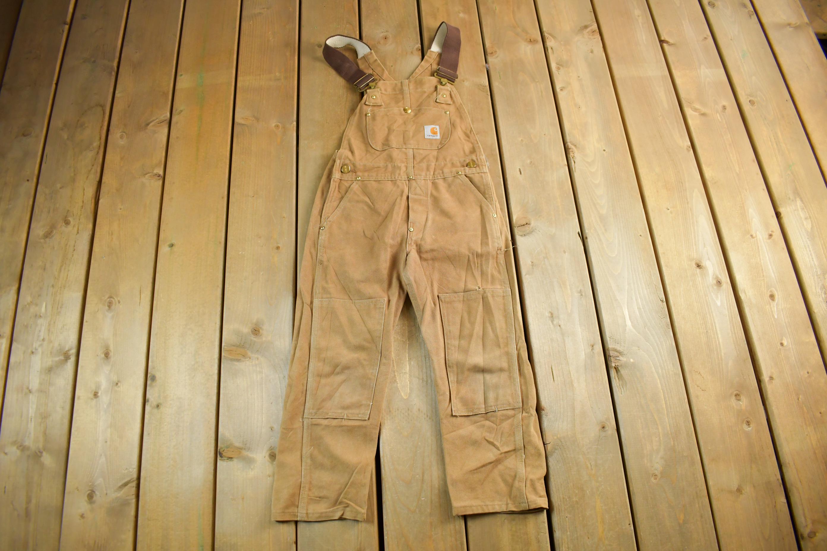 Vintage 1990s Carhartt Double Knee Canvas Overalls Youth Size 25 x 19