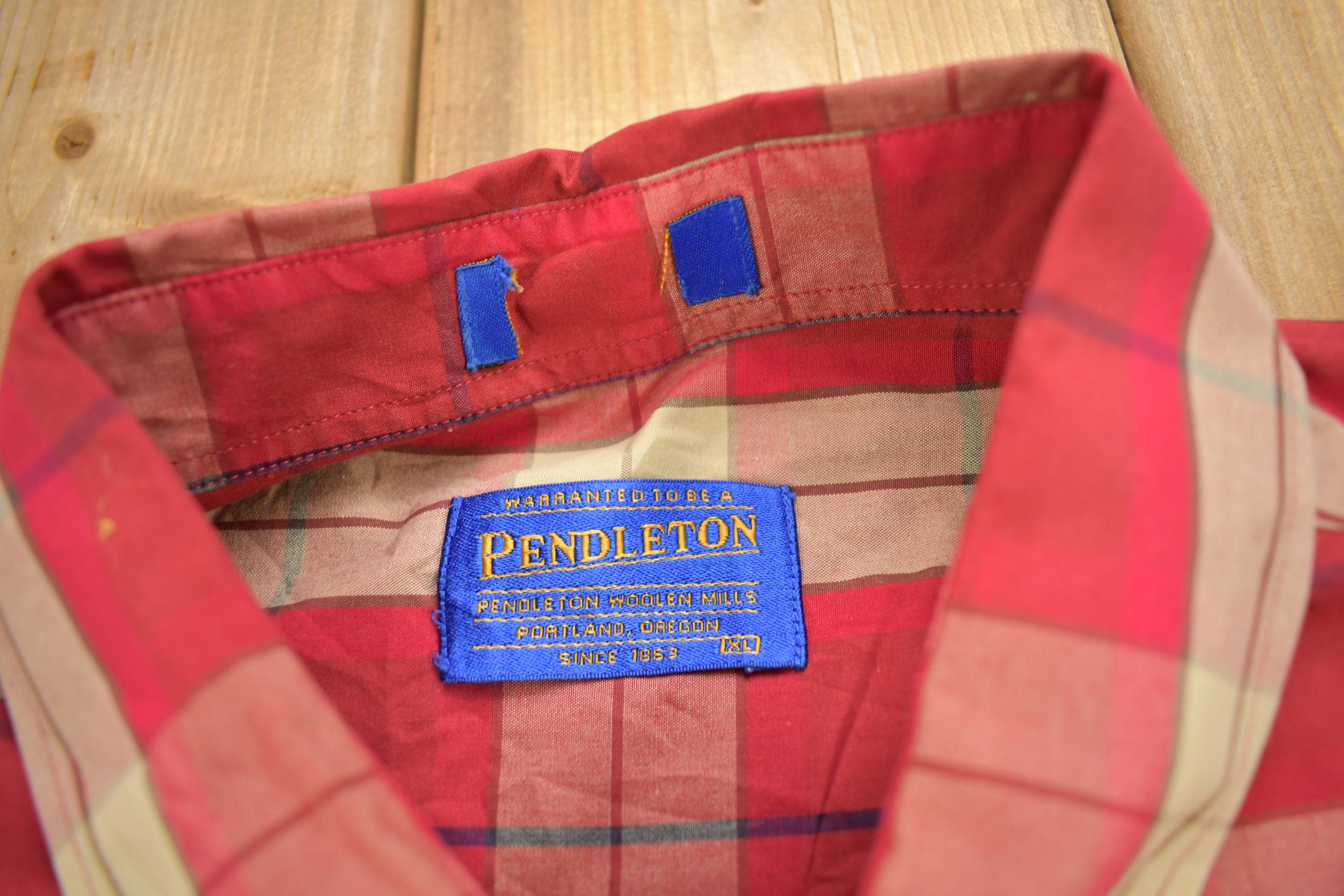 Vintage Pendleton Plaid Button Up Dress Shirt