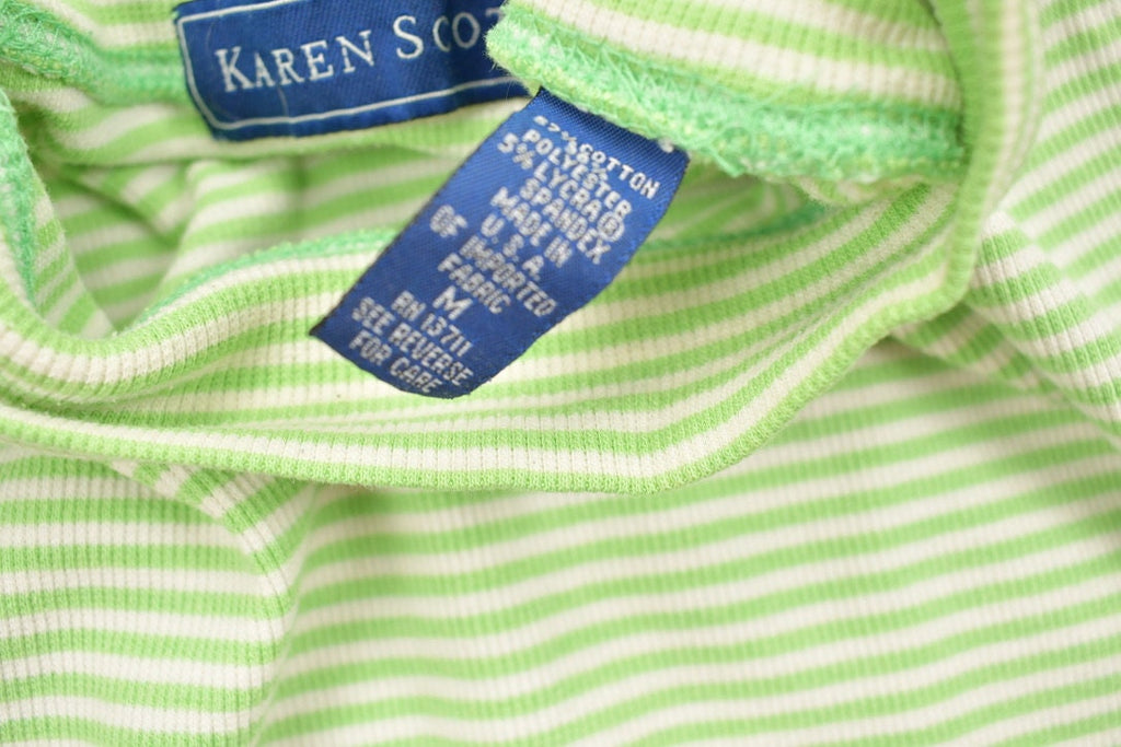 Vintage 1990s Karen Scott Crop Knit Mock Neck Short Sleeve Sweater