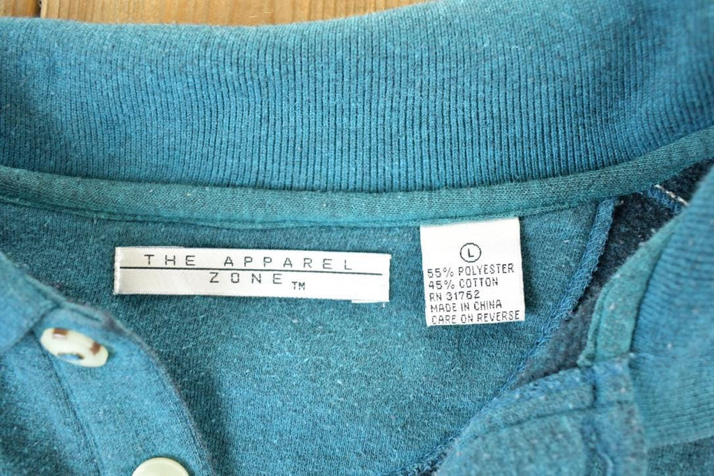 Vintage 1990s The Apparel Zone Quarter Button Crewneck Sweatshirt Mens L