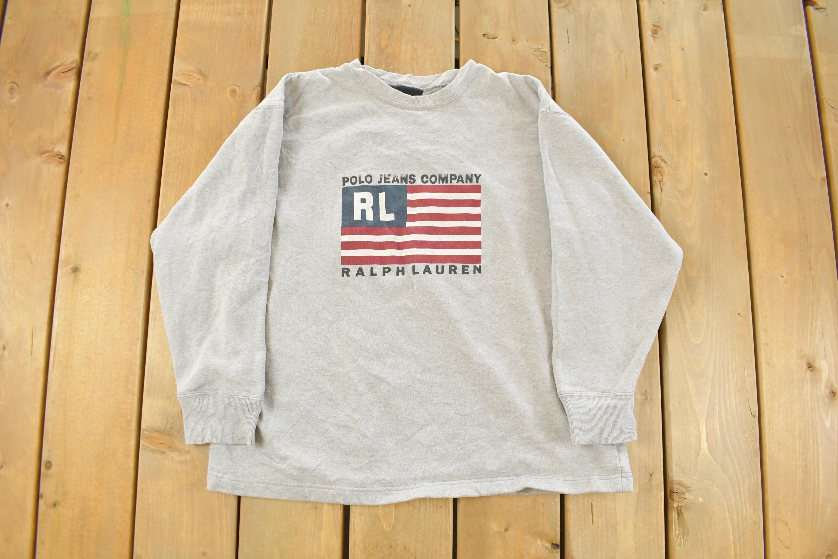 Vintage 1990s Polo Jeans Co Flag Crewneck Sweatshirt Men's Small