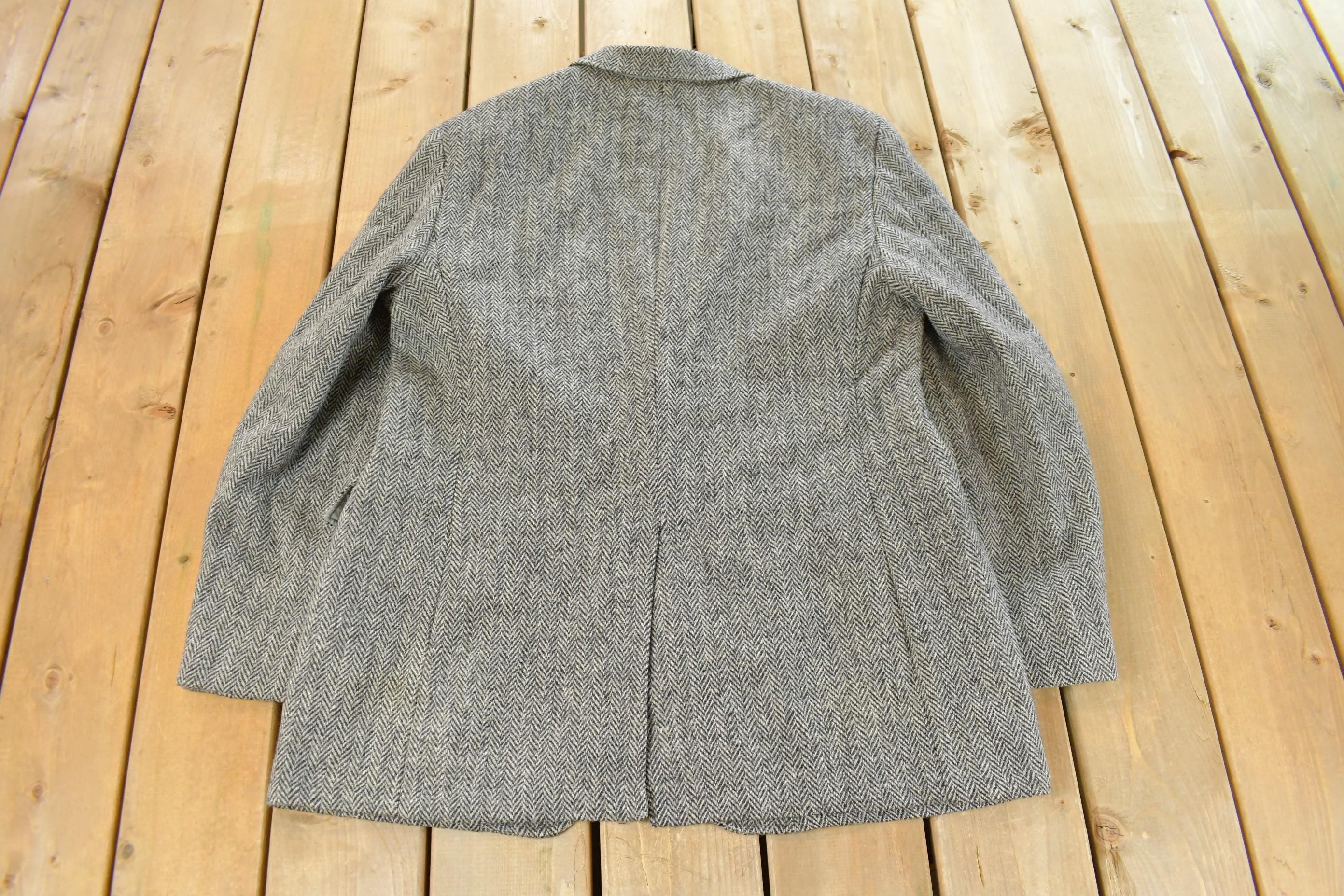Vintage 1980s Harris Tweed Hand Woven Wool Two Button Blazer Jacket Men's Medium