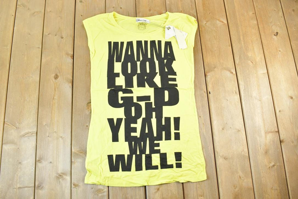 Women Vintage Vigoss Y2K Wanna Look Like T-Shirt / Vigoss Grunge Skull Print / Contrast Stitch / Internet Famous Clothing / Over Dyed