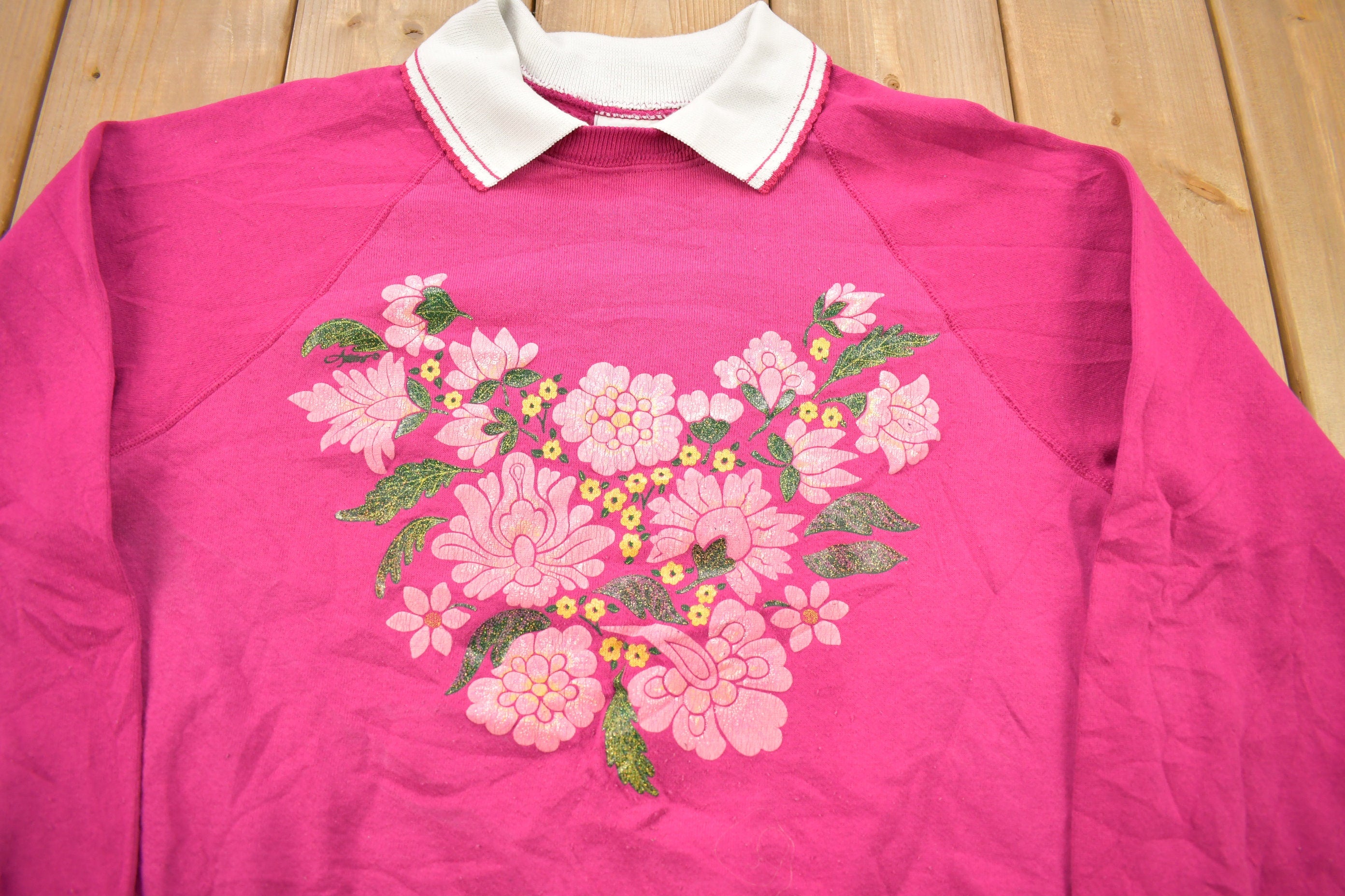 Vintage 1990s Cute Floral Theme Lee Collared Crewneck Sweater