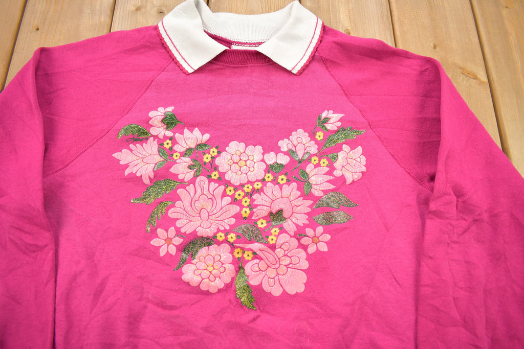 Vintage 1990s Cute Floral Theme Lee Collared Crewneck Sweater