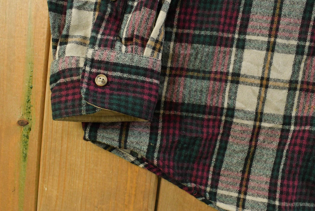 Vintage 1980s Eddie Bauer Wool Flannel Button Up Shirt Men's XL /