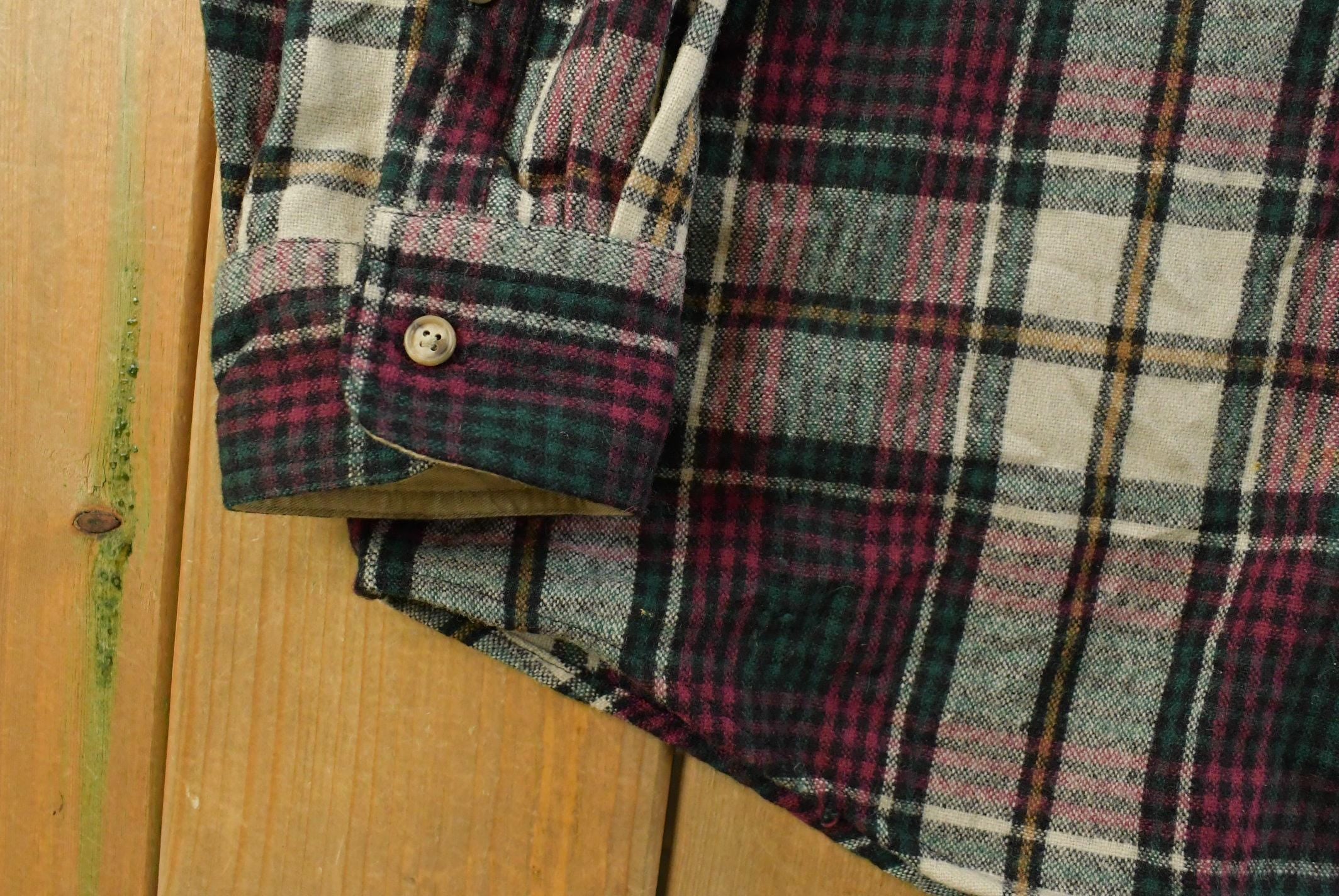 Vintage 1980s Eddie Bauer Wool Flannel Button Up Shirt Men's XL /