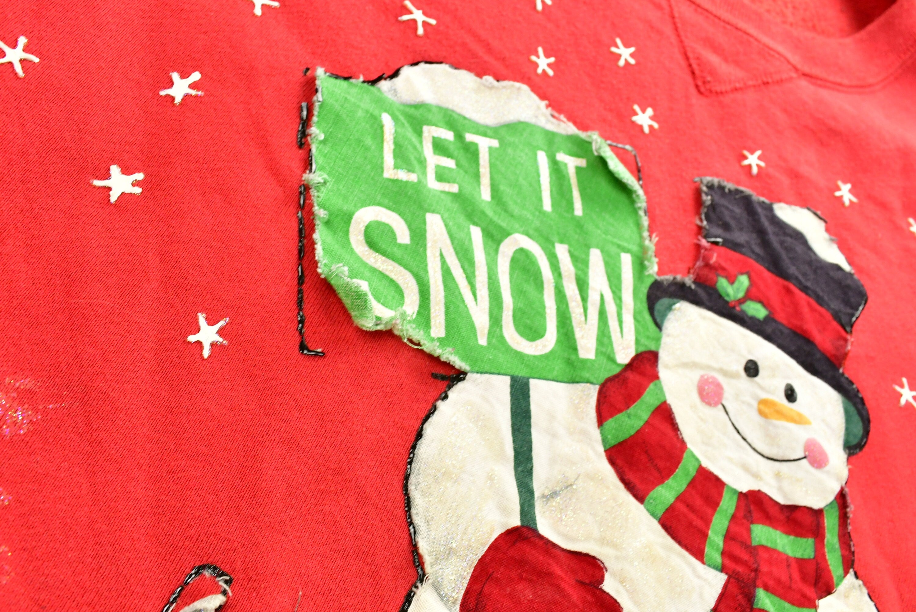 Vintage 90's "Let It Snow" Christmas Sweater , 90s Holiday Crewneck , Russell Athletics , Made In USA , Winter Wear , Festive Graphic Print