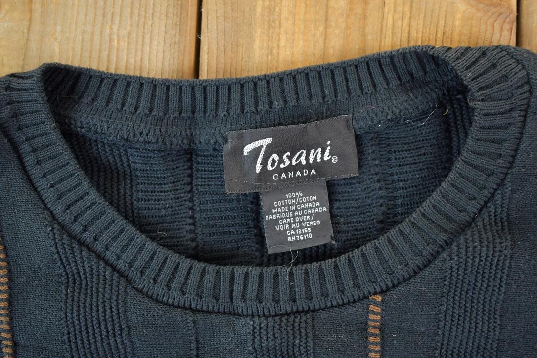 Vintage 1990s Tosani Canada Knit Crewneck Sweater  90s Crewneck  Abstract Pattern  Preppy Knits