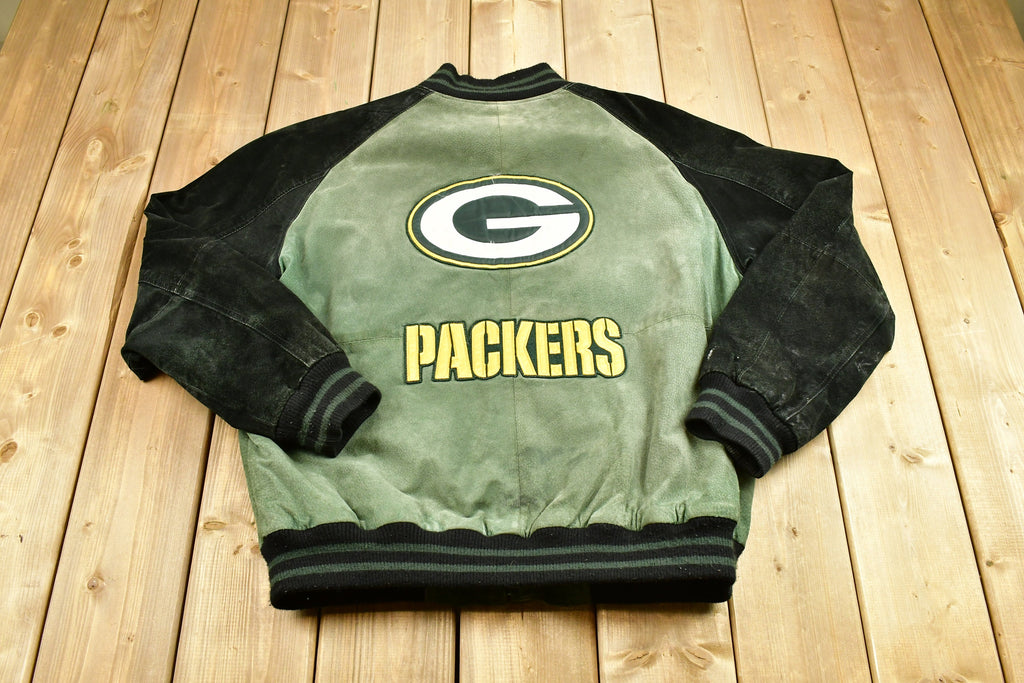 Vintage 1990s Green Bay Packers NFL Suede Letterman Jacket