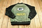 Vintage 1990s Green Bay Packers NFL Suede Letterman Jacket /