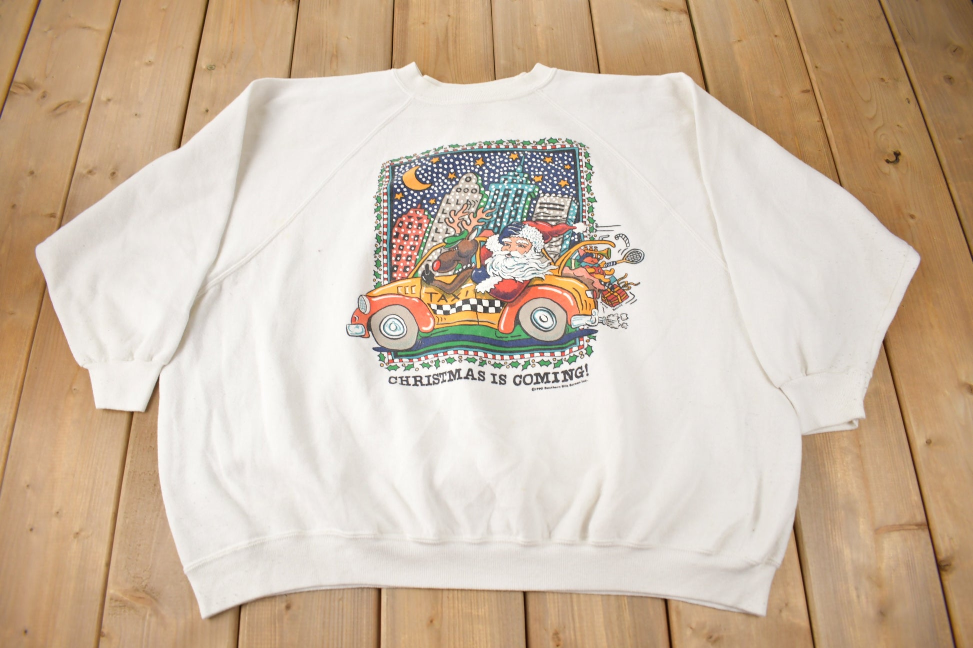 Vintage 1990 Christmas Is Coming Womens Size 4X Crewneck Sweatshirt