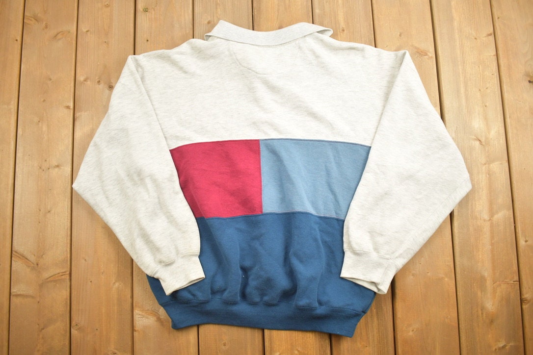 Vintage 1990s The Apparel Zone Multi Colored Collard Sweatshirt