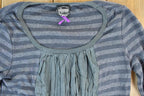 Women Vintage Vigoss Y2K Striped T-Shirt / Vigoss Grunge Skull Print / Contrast Stitch / Internet Famous Clothing / Over Dyed