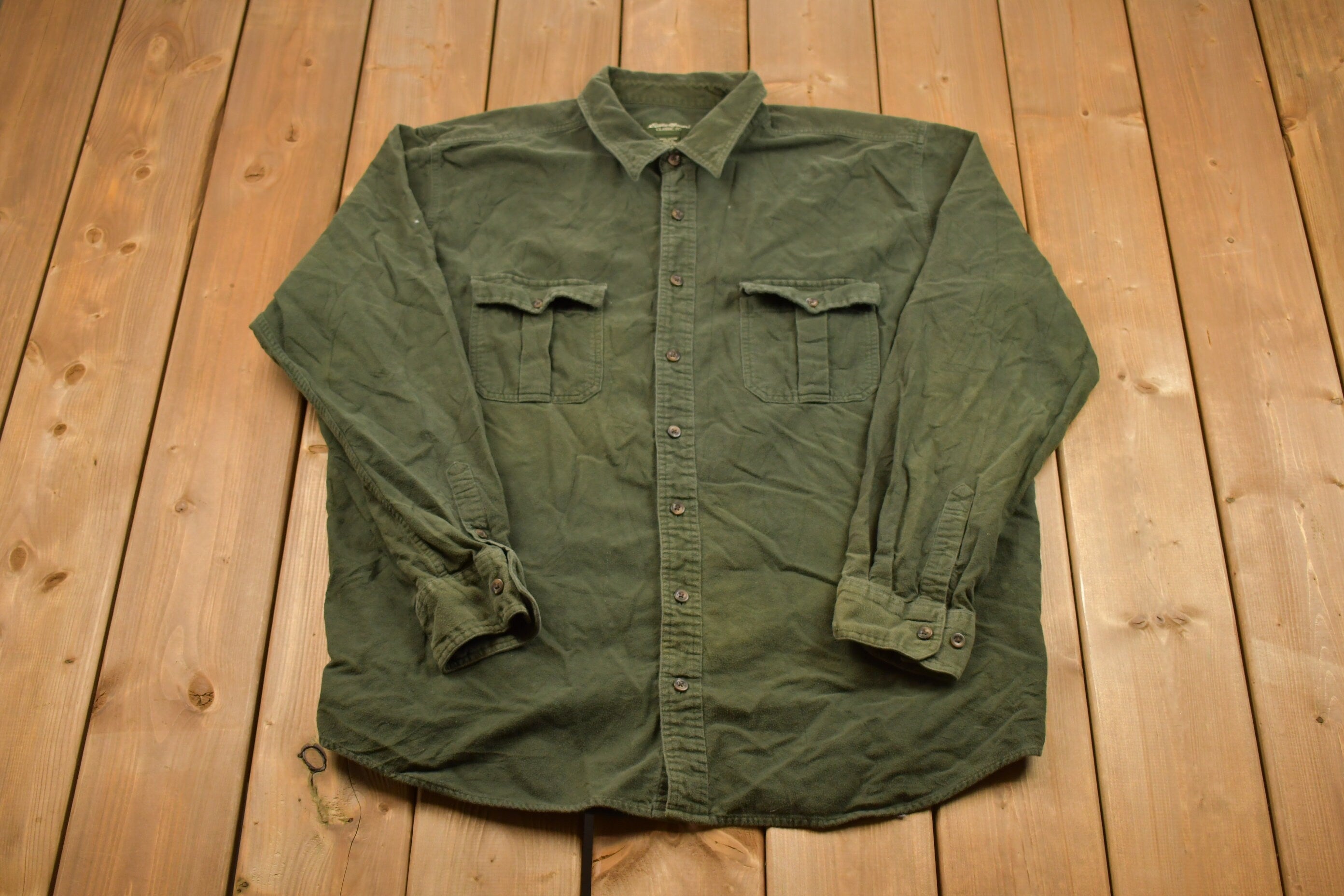 Vintage 1990s Solid Flannel Button Up Shirt