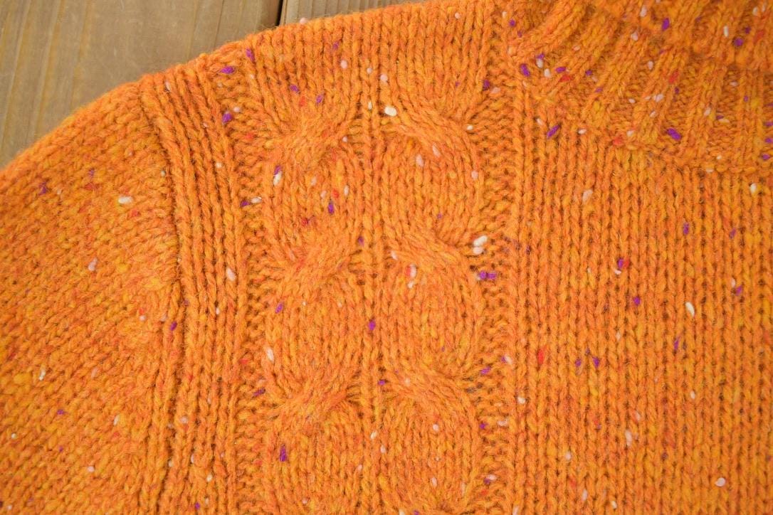 Vintage 1990s CW 3D Colored Cable Knit Turtleneck Sweater