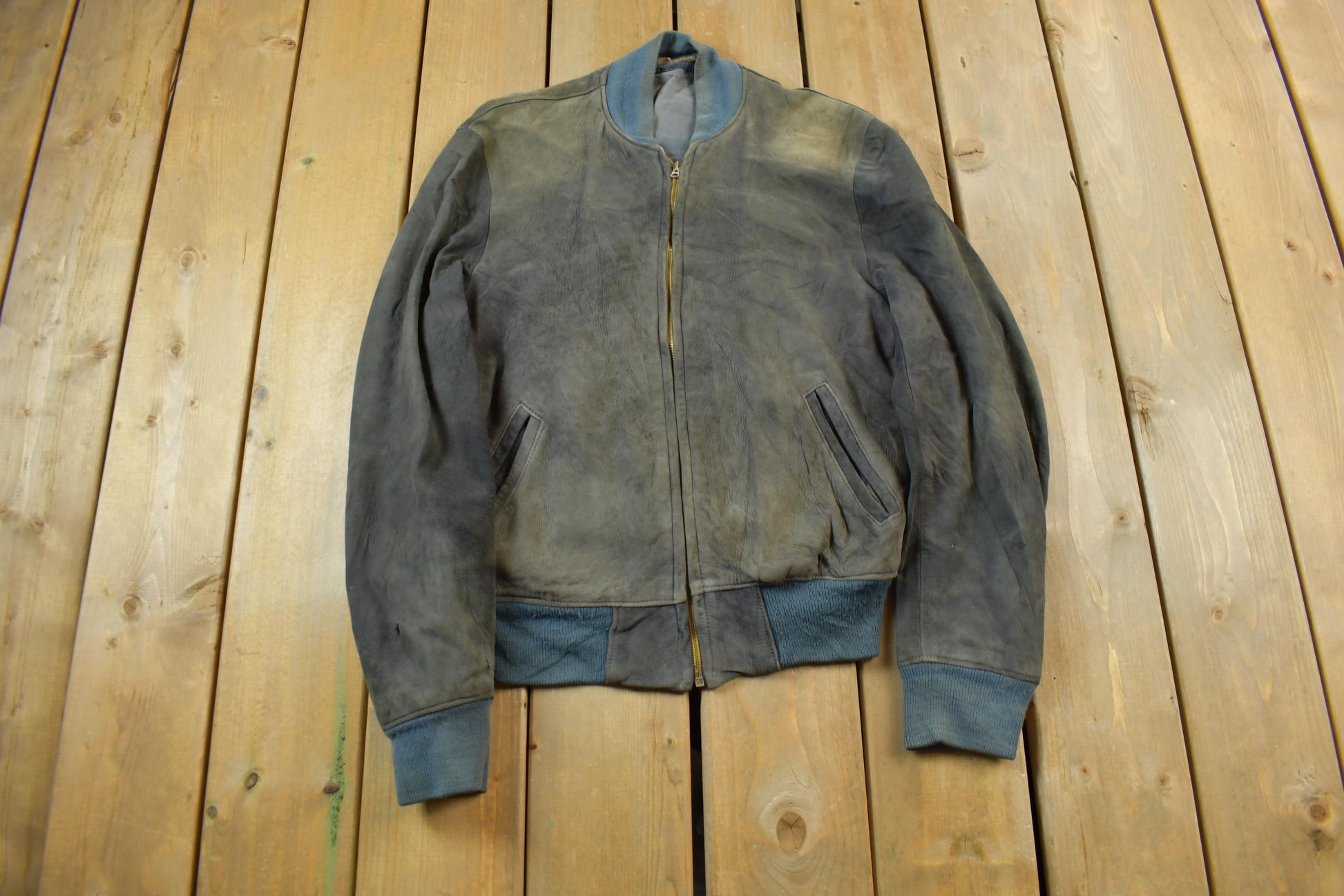 Vintage 1960s CRAFT Sportwear Suede Leather Bomber Jacket  Distressed Leather  Made In Canada  True Vintage