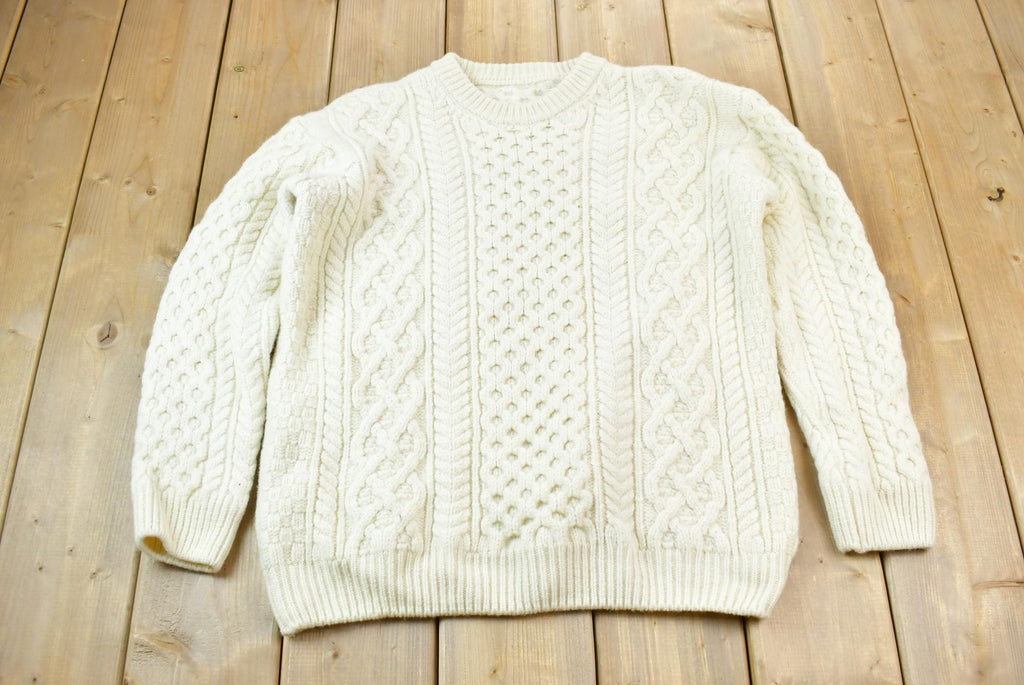Vintage 1990s Hand Knit Cable Knit Sweater