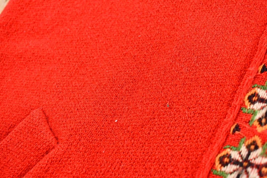 Vintage 1990s Norman 100% Virgin Wool Knit Red Full Zip Up Sweater
