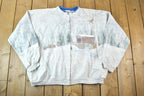 Vintage 1990s Artisans AOP Winter Theme Button Up Double Collar Souvenir Crewneck Sweatshirt