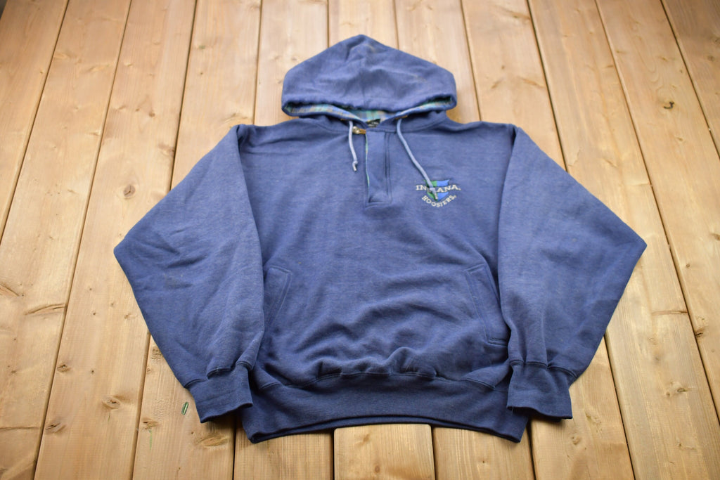 Vintage 1990s University Of Indiana Collegiate Hoodie  Embroidered  NCAA Sweatshirt  Sportswear  Americana  Mickey Unlimited
