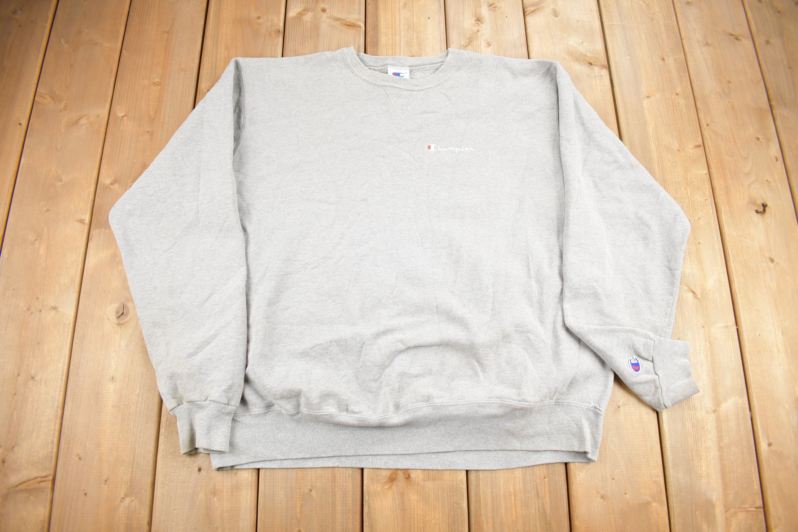 Vintage 1990s Champion Blank Grey Crewneck Sweatshirt