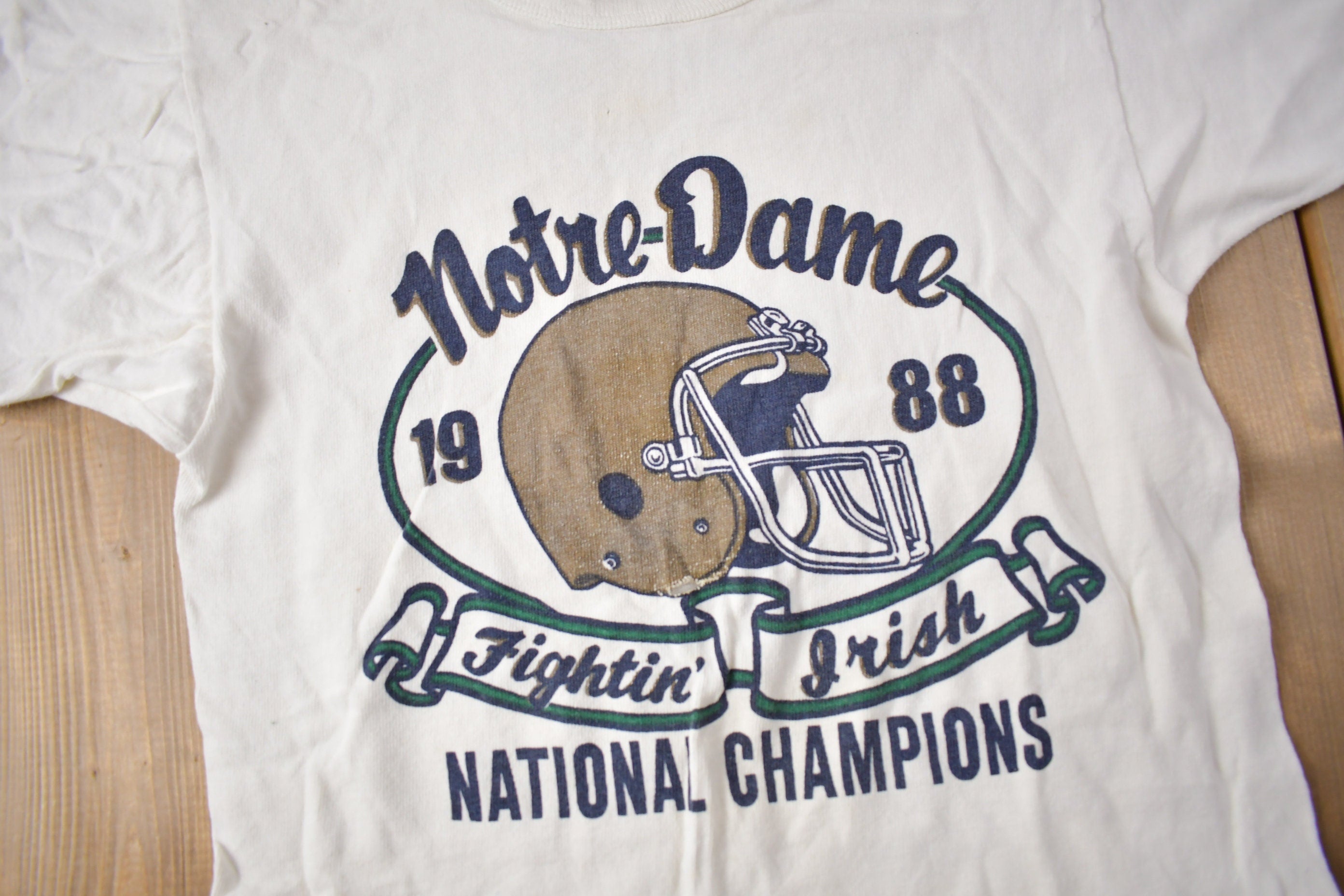 Vintage 1988 Notre Dame Fighting Irish Collegiate Champion Ringer T-Shirt