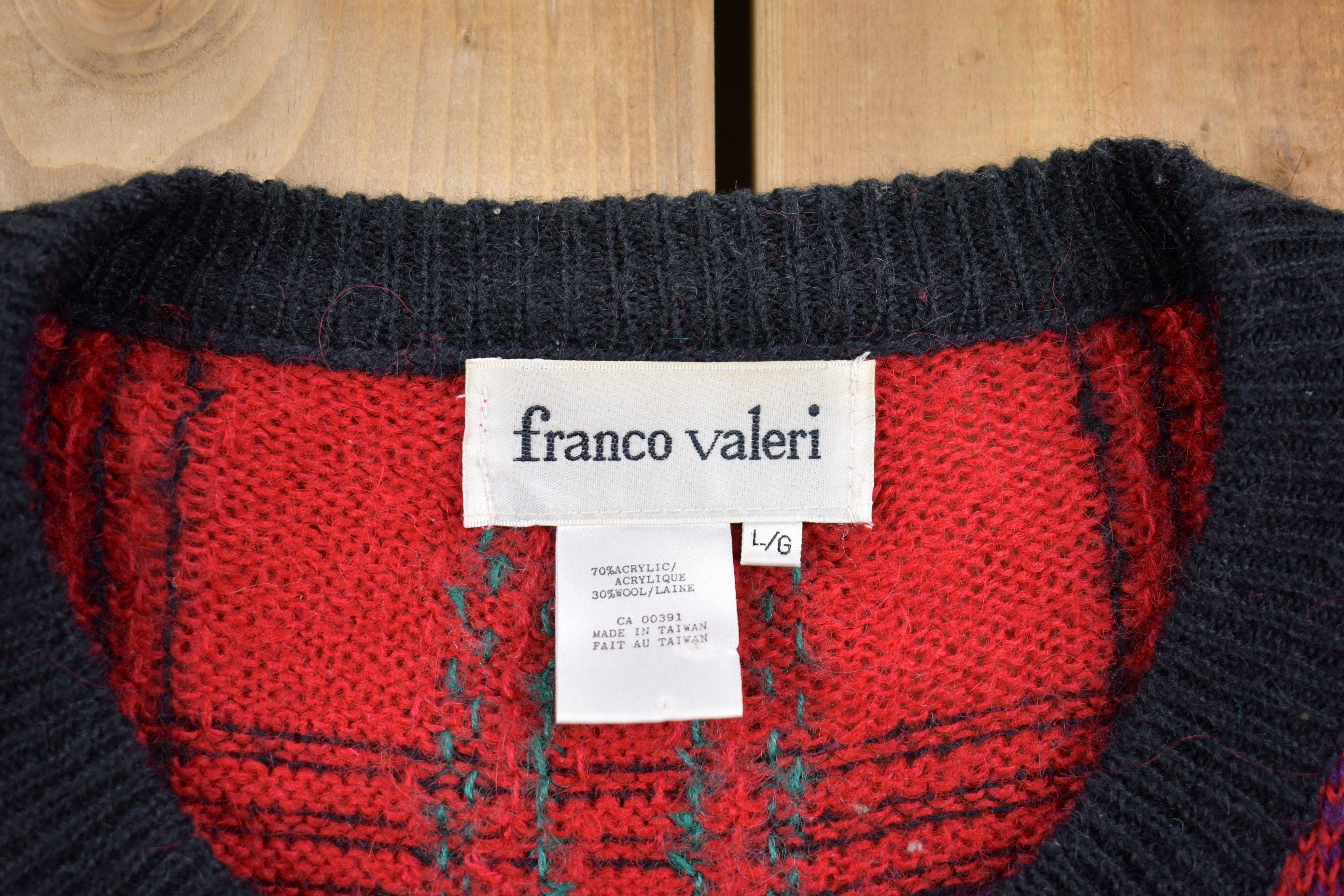 Vintage 1990s Franco Valeri Plaid Cardigan Sweater