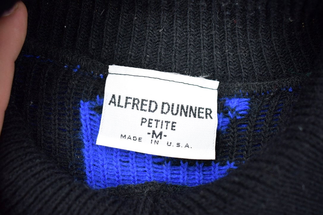 Vintage 1990s Alfred Dunner Knitted Turtleneck Sweater / Vintage 90s Turtleneck / Made in USA / Colorful / Abstract Pattern
