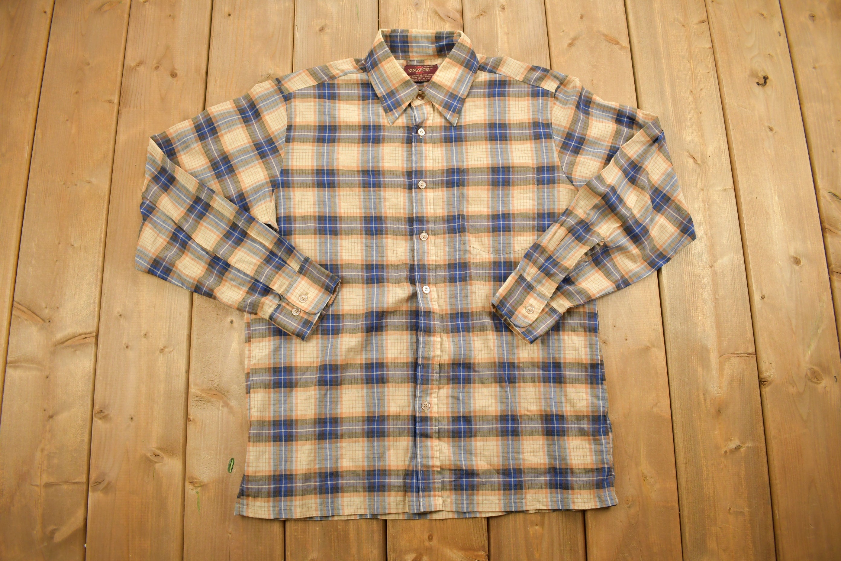 Vintage 1990s Kingsport Plaid Flannel Button Up Shirt