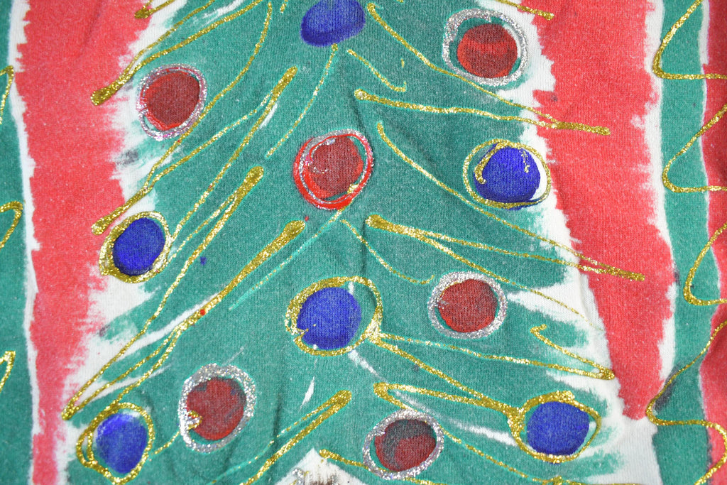 Vintage 1990s Hanes All Over Print Christmas Tree Crewneck Sweatshirt Men's XL