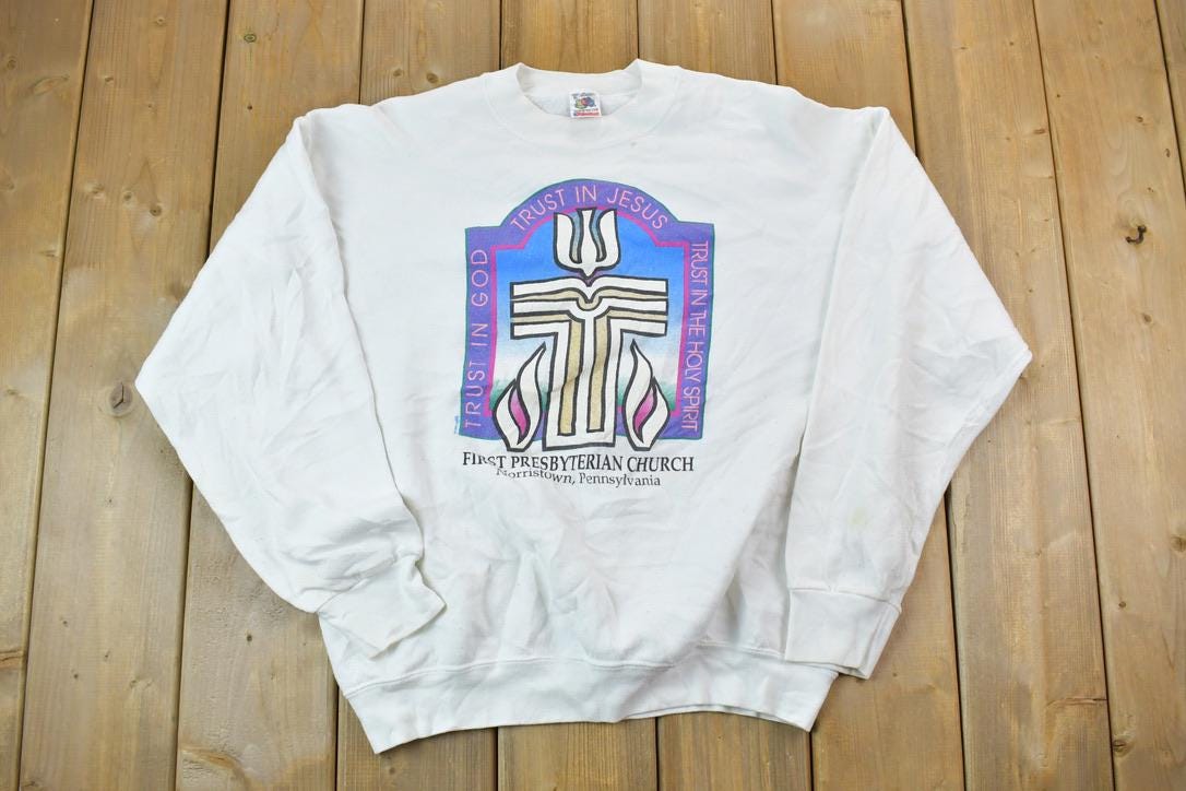 Vintage 1990s Trust In Jesus Norristown Pennsylvania Crewneck Sweatshirt