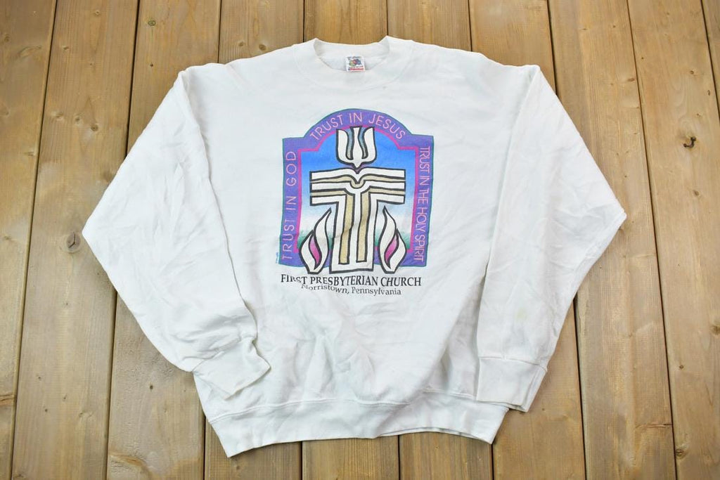 Vintage 1990s Trust In Jesus Norristown Pennsylvania Crewneck Sweatshirt